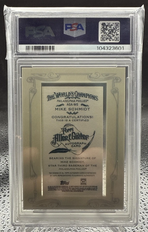 2013 Topps A & G baseball Auto Mike Schmidt AGAMS Red Ink 01/10 PSA 10 Pop 1 - Image 2 of 2