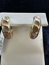 Tri-Color 14K Tri Hoops Earrings 11.66-2.9 Weight is 2.83 Grams
