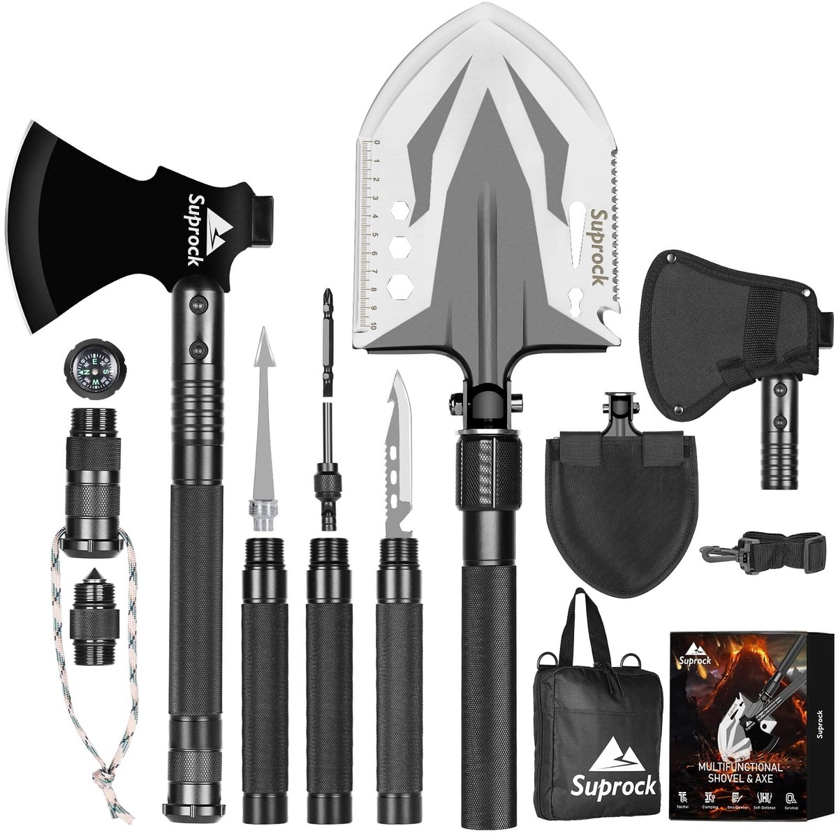 Suprock Survival Shovel High Carbon Steel Tactical Shovel Axe
