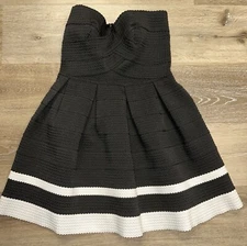 Sans Souci Black & White Strapless Dress Sz SMALL