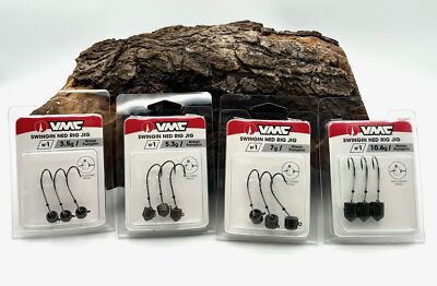 VMC Swingin Ned Rig Jig Green Pumpkin Gr. 1 - 3,5g 5,3g 7g 10,6g Jigkopf 3 Stück