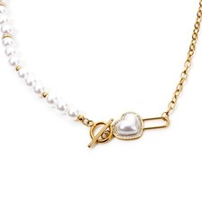 Women's Necklace 18K Gold Plated Stainless Steel Chain Heart Pendant New Jewelry