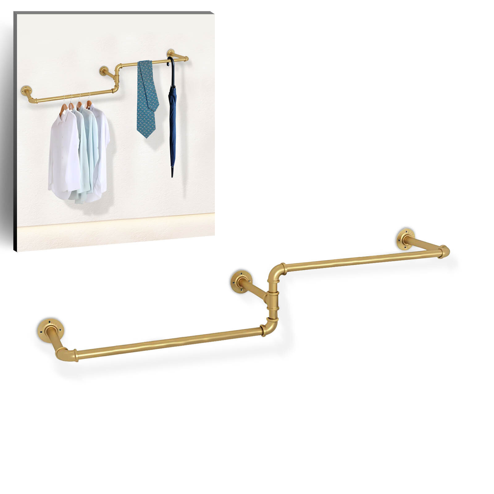 Industrial Pipe Garment Rack Metal Clothes Hanger Organizer Bar