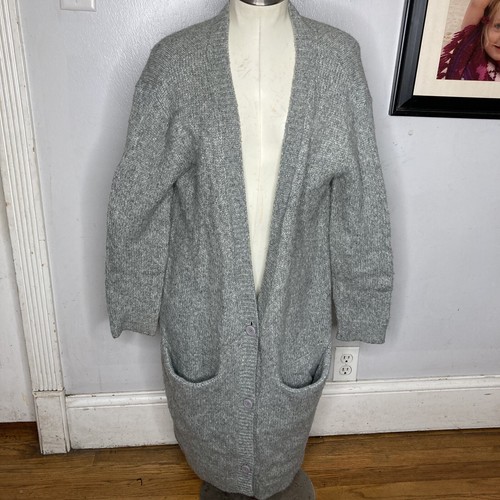 BB Dakota Long V Button Front Pockets Cardigan Gray Duster Small | eBay