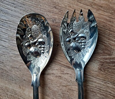 FB Rogers Silver Co Serving Fork and Spoon 9