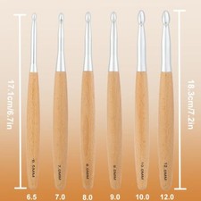 Large Crochet Hooks Set 6.5mm7.0mm8.0mm9.0mm10.0mm12mm Beech Wood Handle Crochet