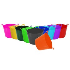 45L Litre Flexi Tub Heavy Duty Home Garden Flexible Storage Colour Bucket Basket