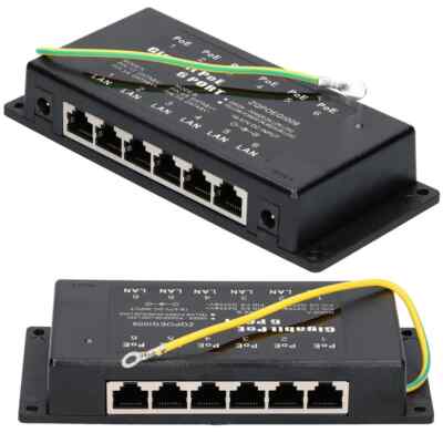 PoE Injektor 6 Port Gigabit Adapter Power Over Ethernet 48V 6 Ports 1000Mb/s RJ4