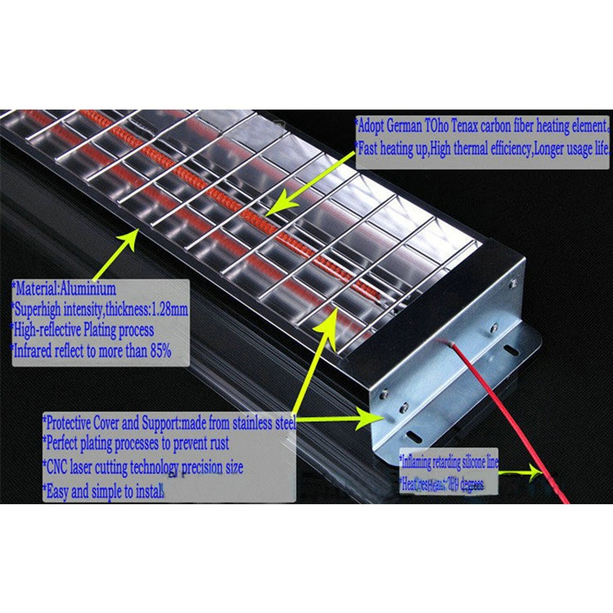 220V 1000W Short-wave Infrared Fiber Electric Heater Infrared