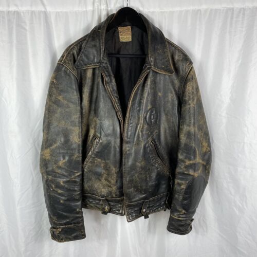 Conversely Algebraic Grab Vintage 1950s Taubers Horsehide Leather Motorcycle Jacket Large | eBay