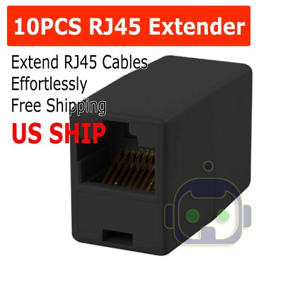10X RJ45 CAT5 6 LAN Ethernet Splitter Adapter Extender Coupler Jointer Connector