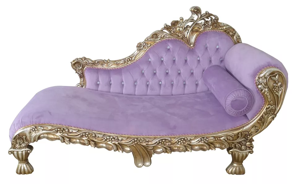 Hand Carved Mahogany Revival Fainting Chaise Lounge w Silver Leaf Finish - Image 2 of 4