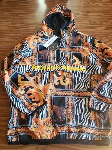 NWT Reason Brand Black \u0026 Gold ANORAK 