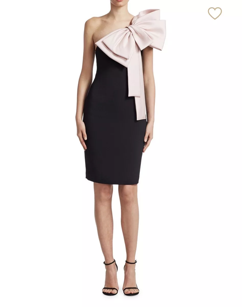 badgley mischka One Shoulder Bow dress eBay