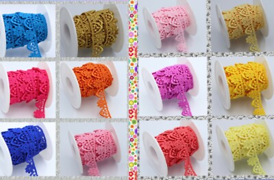 1,30 cm breit 2 Meter Set Gänseblümchen feine Blumenkante Spitzenborte Farben Guipure zum Aufnähen