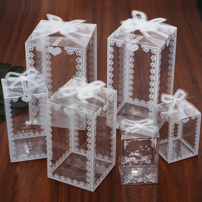 10Pcs Transparent PVC Gift Box Cake Candy Packaging Boxes Wedding