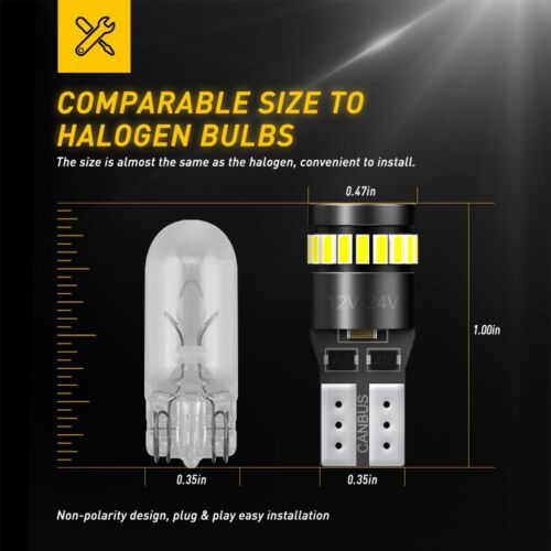 T10 Led 501 Side Light White Bulbs Car Error Free Canbus Xenon W5w Sidelight 2x - Picture 3 of 9
