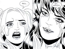 HARLEY QUINN POP ART ORIGINAL COMIC ART ENTITLED '' OH HARLEY '' ON CARD STOCK
