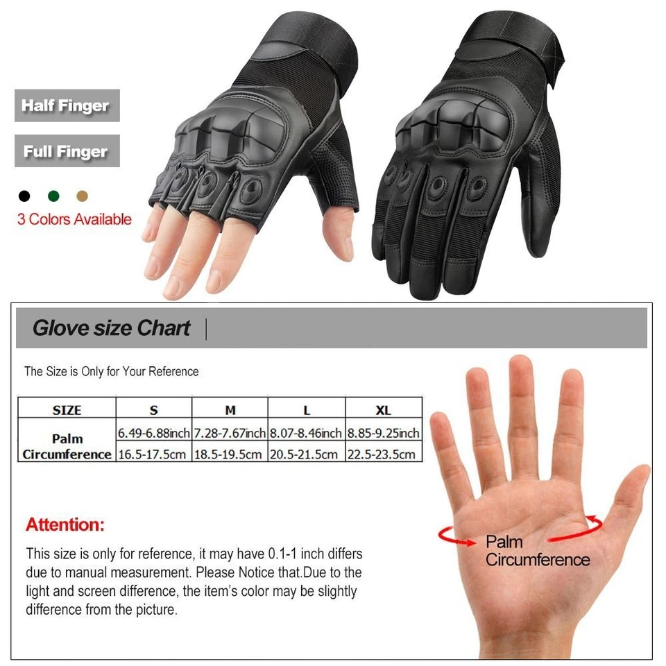 Leather Fingerless Gloves Half Finger Mittens Men'S Gloves Motorcycle Gloves AU - image 3 of 4