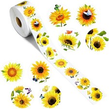 50 Sunflower Stickers Party Favors Teacher Supply envelope seals spring wedding
