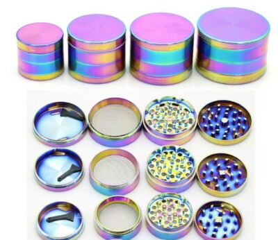 tobacco grinder uk 4 Part Rainbow Herb Grinder, Tobacco Herb Spice Grinder Herbal Alloy Metal  UK