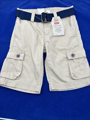 Levi's Cargo Shorts Boys Sz Khaki Adjustable Waistband Belt
