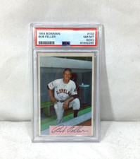 1954 Bowman Baseball #132 Cleveland Indians Bob Feller Card PSA 8 (OC) NM-MT
