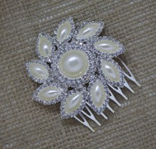 Silver tone wedding crystal rhinestone bridal hair comb accessories 4389