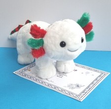 Build A Bear AXOLOTL Festive Fun wei&szlig; Weihnachten Axolotl Pl&uuml;sch & Zertifikat neu mit Etikett