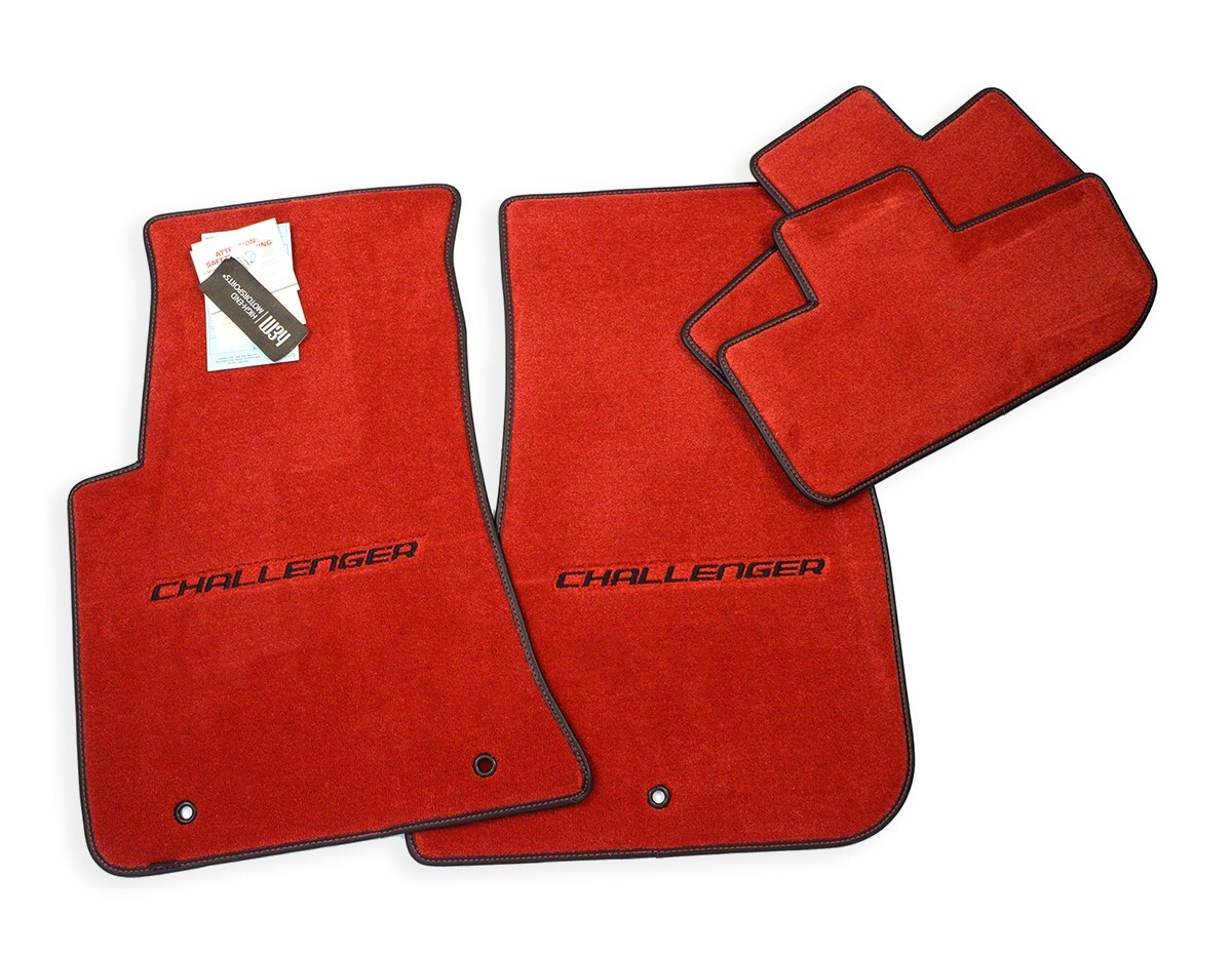 CHALLENGER OVAL LOGO MAT (RED) ラグマット NEW! Dodge Challenger BRIGHT Red Floor Mats 4PC - Bold LOGOS