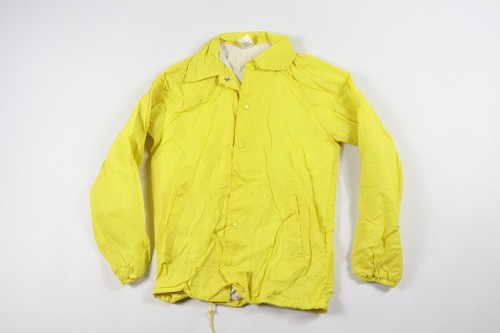 Deadstock Vtg 90s Youth 14-16 Lined Button Windbreaker Coaches Jacket Yellow USA - Picture 2 of 7