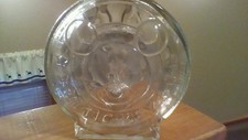 The Walt DISNEYworld company Mickey Mouse & Minnie Mouse CLEAR glass BANK  7" 