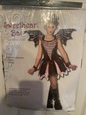 NWOT Sweetheart Bat Halloween Costume Adult Size S 6-8 Dress  Wings Black Pink