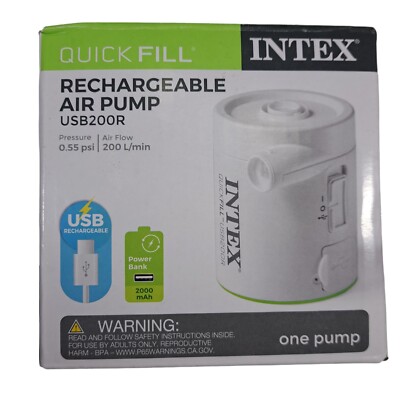Rechargeable Air Pump Intex 66637 Quickfill USB200R: Complete In Open Box, New