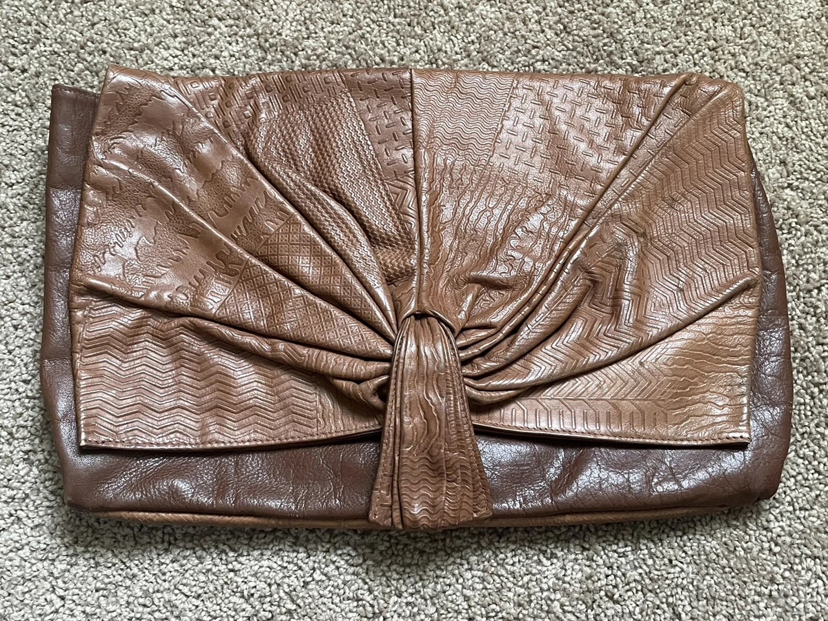 Vintage Brown Leather Purse Handbag w/Made in Italy For Macy's | eBay