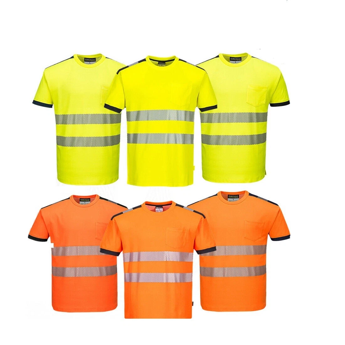 Hi Viz Vis High Visibility Short Sleeve Shirt Safety Work Crew