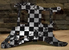 Faux Brushed Aluminum Distressed Checker Pickguard for Charvel Pro-Mod So-Cal