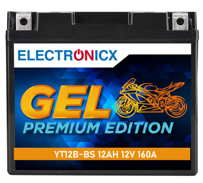 Electronicx YT12B-BS GEL Motorradbatterie 12V 12Ah 160A/EN   Wartungsfrei, Ausla