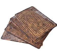 Rattan S/5 Rectangle Open Weave Charger Placemat Boho Farmhouse Coastal 19  x13  
