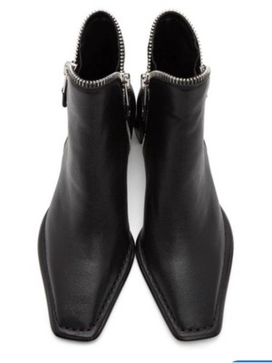 Alexander Wang Women s Black Lane Leather Square-Toe Ankle Boots size 37