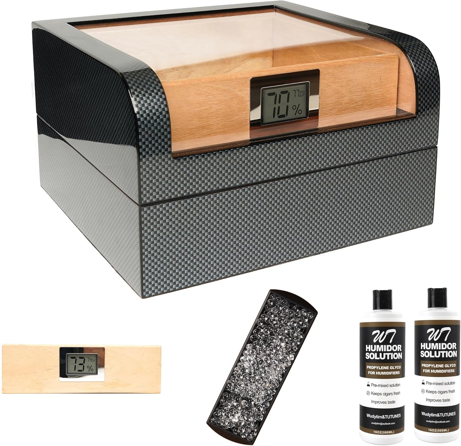 Luxury Spanish Cedar Cigar Humidor with Digital Hygrometer &