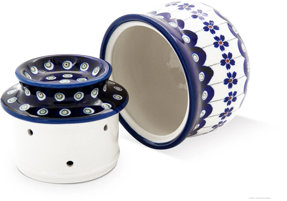 Original Bunzlauer Keramik Butterdose mit Wasserkühlung für 175g Butter Dek 166a - Bild 2 von 4