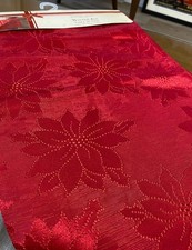 Bardwil Linens Christmas Red Poinsettia 14 x 70 Runner Holiday Winter Joy NEW