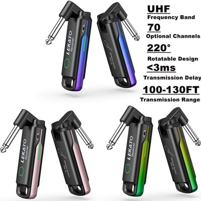 LEKATO 70 Channel UHF Wireless Guitar System Wireless Transmitter Receiver US