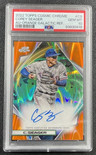 COREY SEAGER PSA 10 2022 TOPPS COSMIC CHROME AUTO ORANGE GALACTIC REFRACTOR /25