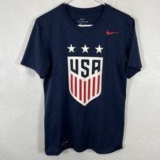 USA Soccer The Nike Tee Athletic Cut T Shirt Mens Small Navy Shield Graphic