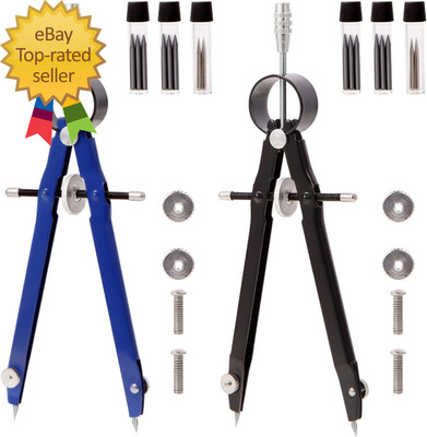 2Pcs Compass for Geometry, Professional Drawing Compass,Metal Compass, Circle Co