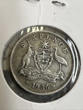 VINTAGE COIN AUSTRALIA PRE DECIMAL SIXPENCE SIX PENCE  MONEY 1930s 1936