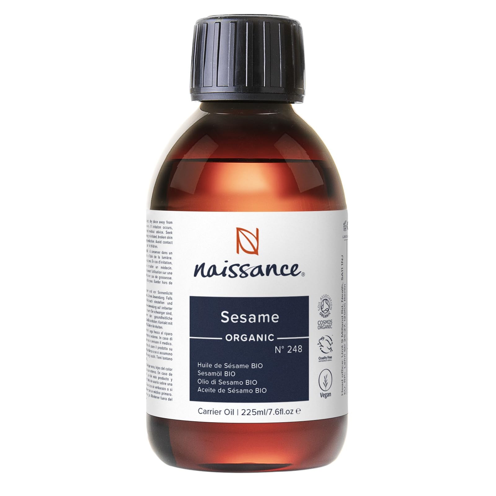 Huile de sésame bio No. 248 flacon de 225ml pour soin du visage