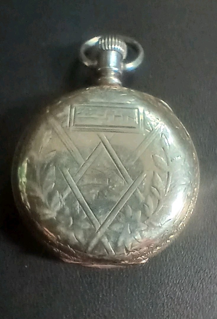 Vintage Ladies Elgin Pocket Watch in Sterling Silver Hunter Case Runs Great